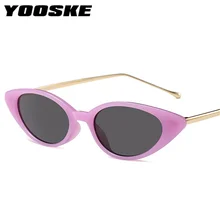 YOOSKE маленькие солнцезащитные очки кошачий глаз женские классические брендовые дизайнерские Овальные Солнцезащитные очки с металлической оправой для женщин