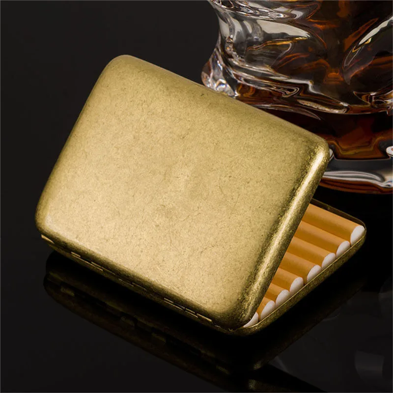 Brass Men Cigarette Box Tobacco Case Box Storage Container Holder Holds