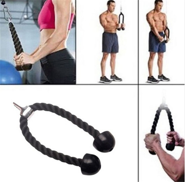Biceps Drawstring Triceps Drawstring Commercial Gym Equipment Tricep Adjustable Nylon Rope Push Pull Down Black For Bodybuilding