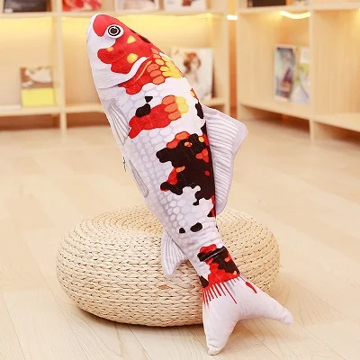 Креативная и милая очень реалистичная Подушка-рыба любимая плюшевая игрушка для кошки игрушка для игры с кошками - Цвет: 40cm Brocade carp