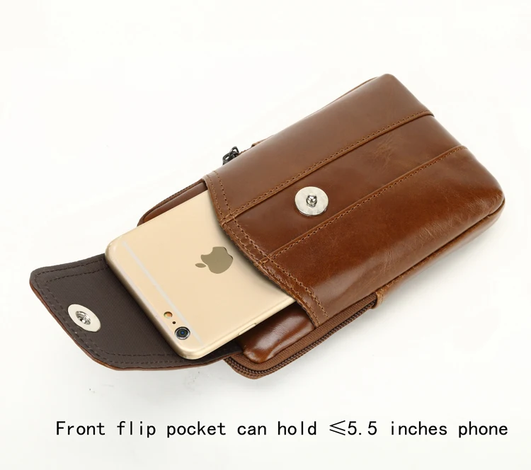 Для мужчин из натуральной кожи поясная сумка двойной молнии бумажник ячейка/карман для мобильного телефона портсигар портмоне мужской