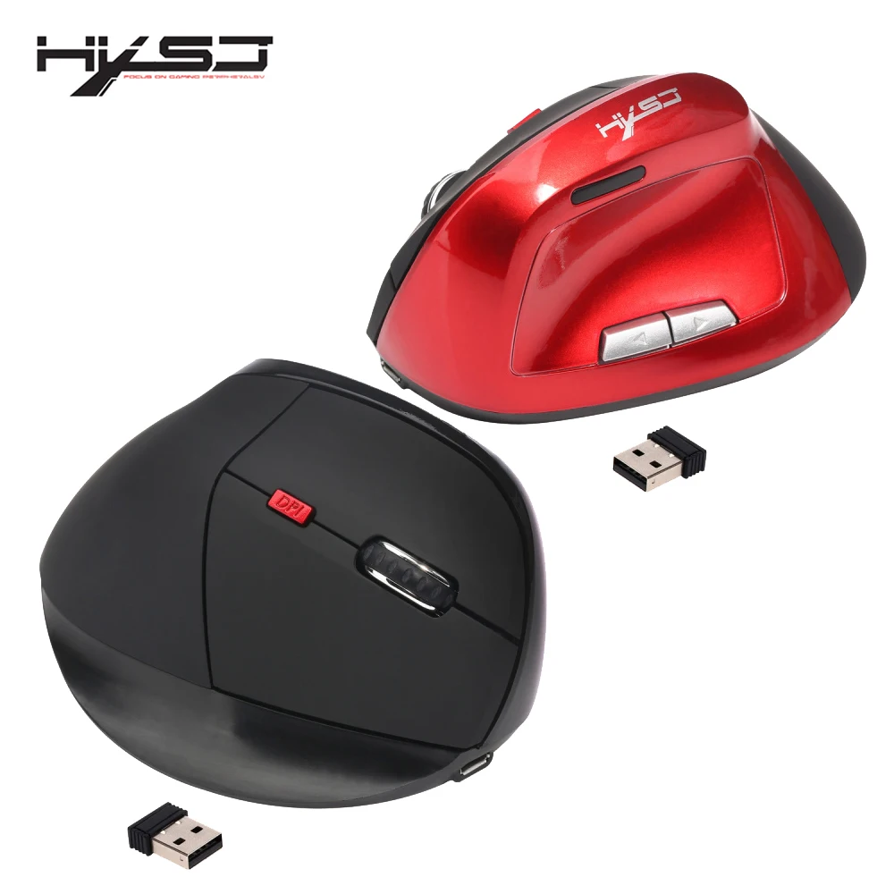

HXSJ X60 2400DPI 6D 2.4GHz Wireless Optical Vertical Gaming Mouse 6 Buttons for Right Hand Built-in 1200mAh Rechargeable Battery
