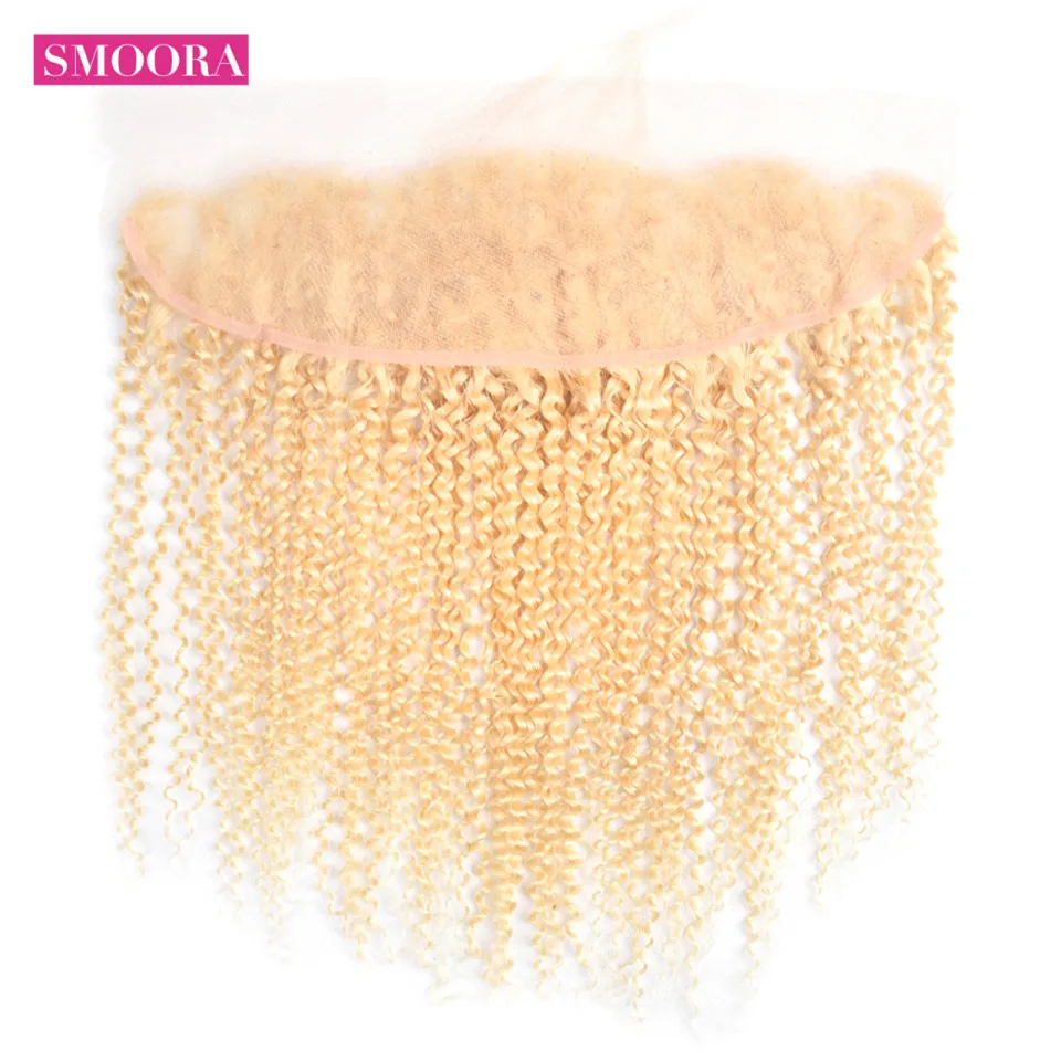 Smoora Malaysian Kinky Curly 613 Blonde Bundles With Closure Ear to Ear 3 Pieces Human Hair Bundles