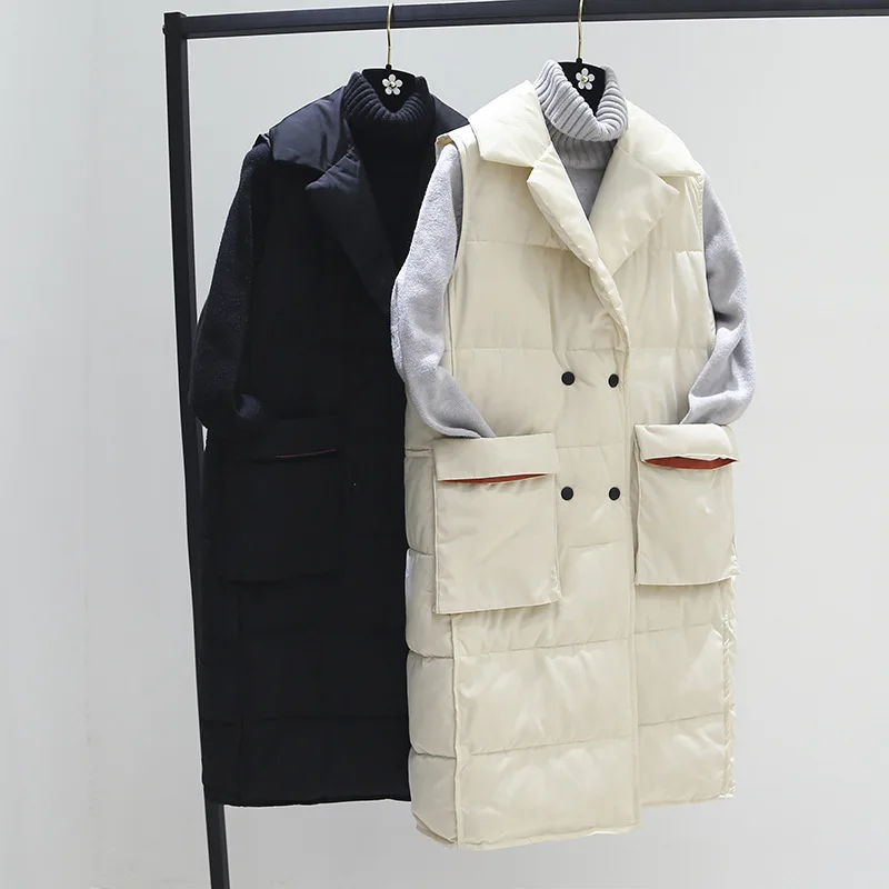 

New 2019 Fashion Slim Fit Long Vest Women Thicken Cotton Padded Women Winter Vest Sleeveless Jacket Women Waistcoat
