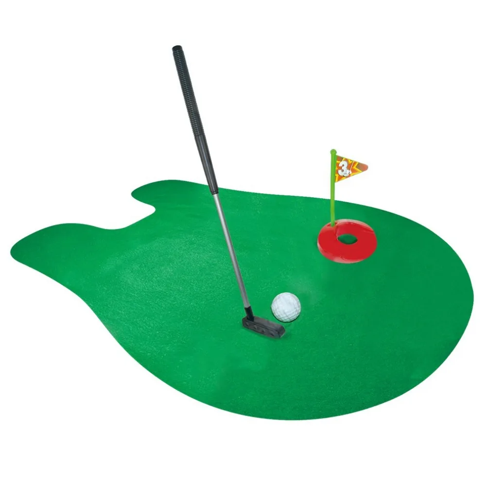 

1 Set Bathroom Funny Golf Toilet Time Mini Game Play Putter Novelty Gag Gift Mat Men's Toy