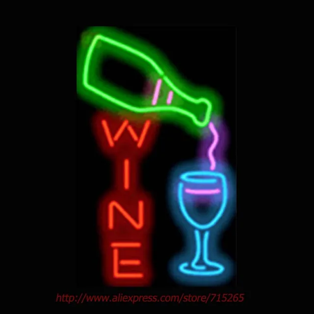 wine bottle and glass neon bulbs commercial custom outdoor neon