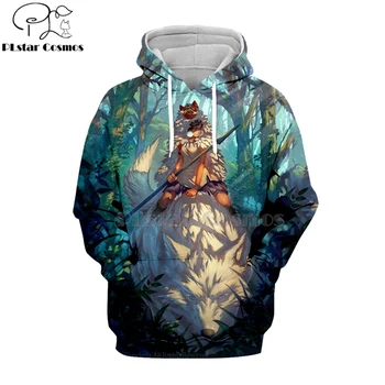 

2019 Princess Mononoke 3d hoodies/sweatshirts Wolfs Blood&Swordsman Japanese Anime Fashion Novelty Style long sleeve Tops-2