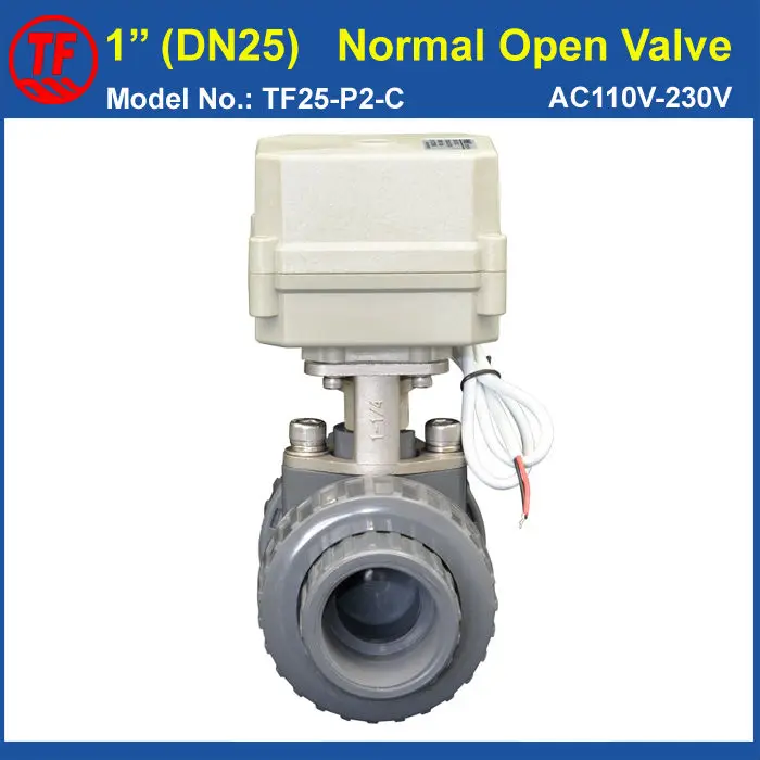 

AC110V-230V 2 Wires BSP/NPT 1'' UPVC DN25 Normal Open Valve TF25-P2-C 10NM On/Off 15 Sec Metal Gear For Water Control Systems CE