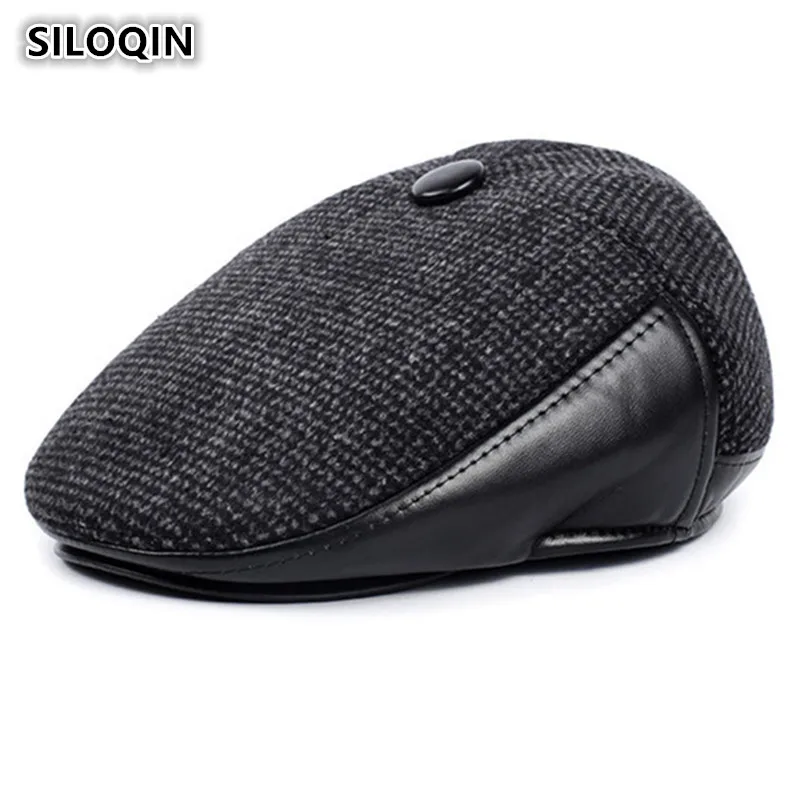 Шапка SILOQIN Мужская зимняя утепленная теплый берет с наушниками Элегантная