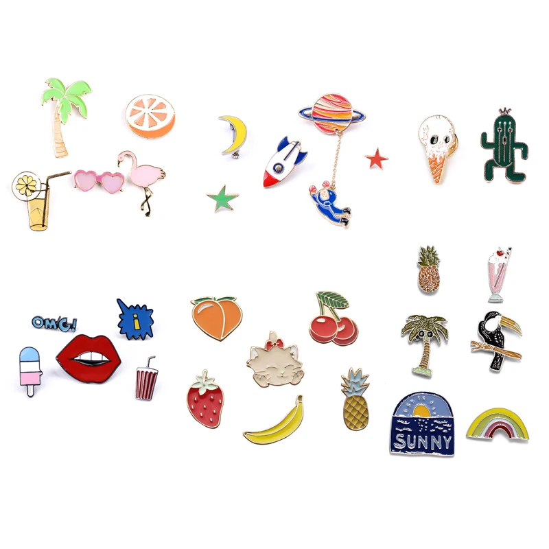

1 Set Cartoon Metal Badges For Clothes Free Shipping Pin Badge Decoration Kawaii Badges on Backpack Icons Brooch Badge