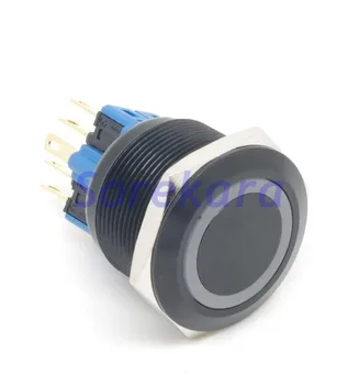 

25mm Zn-Al Ring LED Color YELLOW Latching 2NO 2NC Pushbutton Switch Black Coating For Auto IP65 UL 6V/12V/24V/110V/220V
