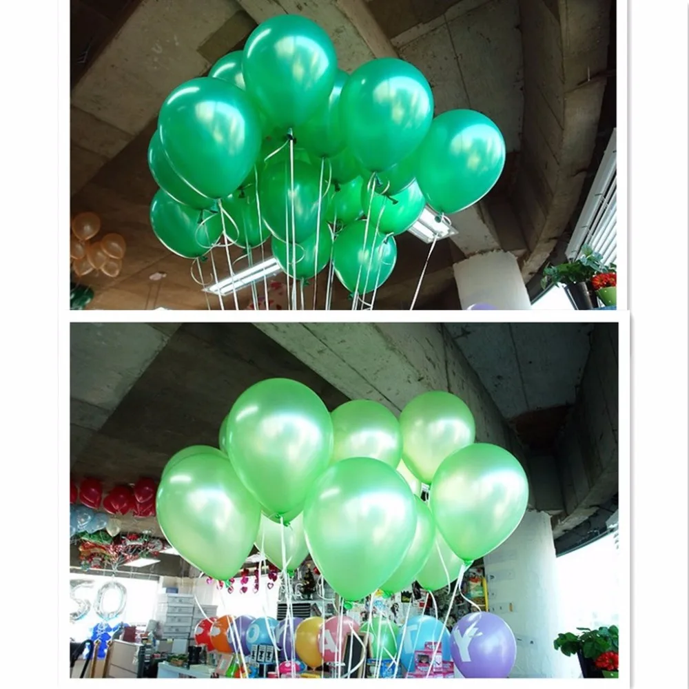 

Cheap 50/100pcs 10'' 1.2g Green&LightGreen Round Shape Latex Pearl Balloon Party Decorate Valentine's Day Birthday Wedding