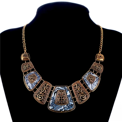 Ожерелье женское, эмалированное геометрическое ожерелье s& Кулоны, винтажная Золотая Серебряная цепочка, колье, массивное ожерелье, колье для женщин - Окраска металла: XL1080A