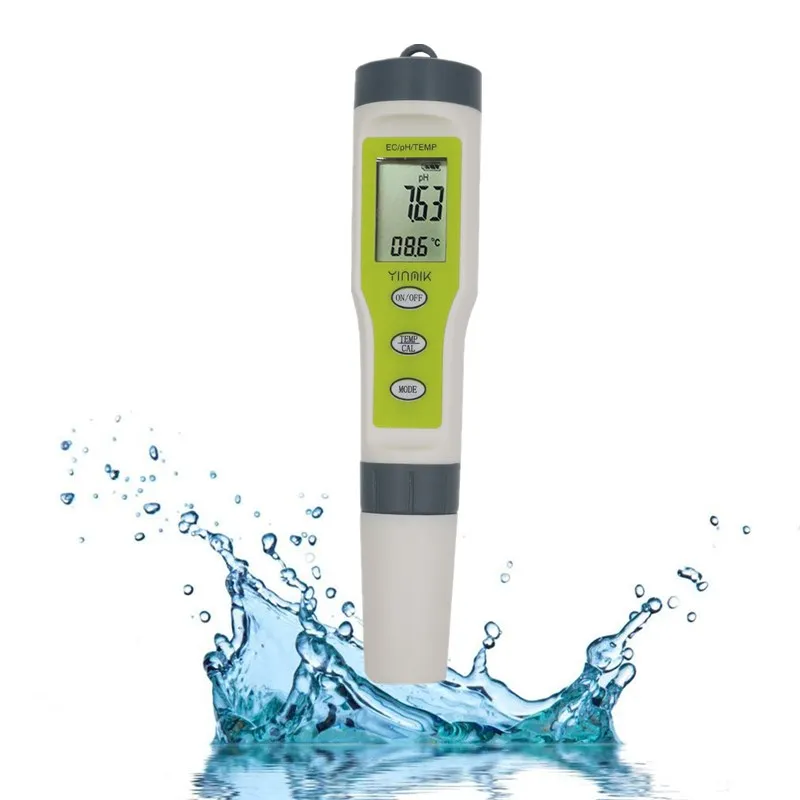 Digital Water Quality Tester Pen Type pH EC TEMP Meter Acidometer Drink