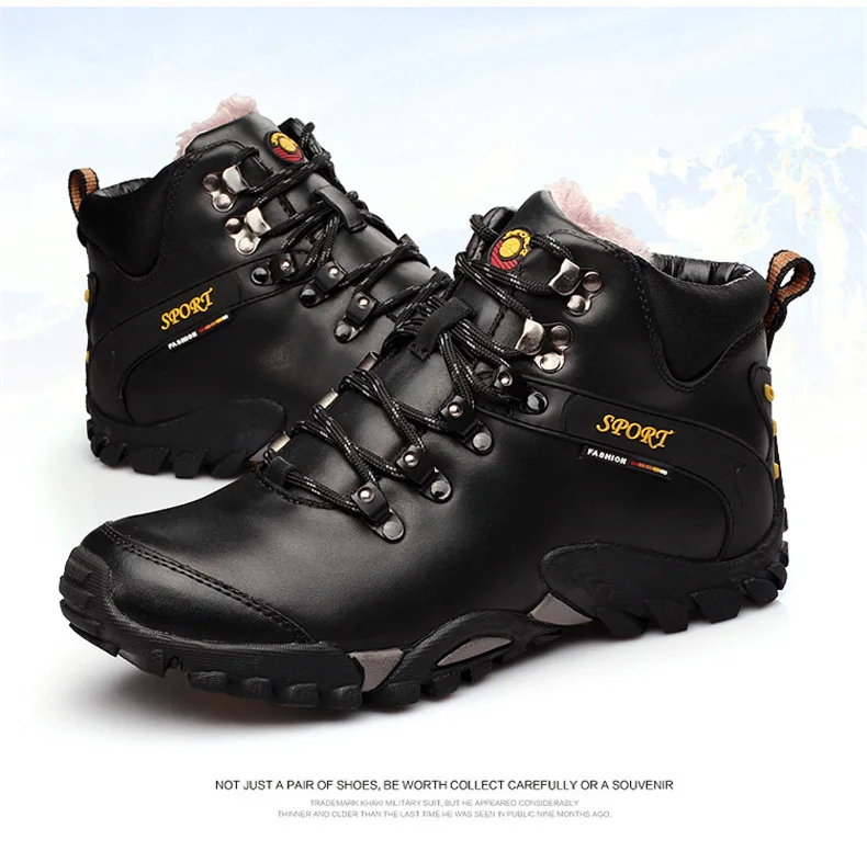 Зимние мужские треккинговые зимние ботинки кожаные водонепроницаемые профессиональные треккинговые походные альпинистские ботинки мужские теплые тактические уличные ботинки