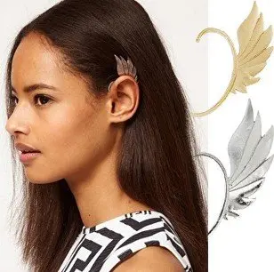 

24pcs Free Shipping wholesale Fashion PUNK Wing earrings Ear Clip Punk Ear Cuff Angle Wings hook Earring