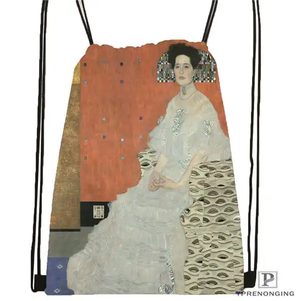 Custom gustav klimt Drawstring рюкзак сумка милый рюкзак дети ранец(черная спинка) 31x40cm#2018612-01-(5 - Цвет: Drawstring Backpack