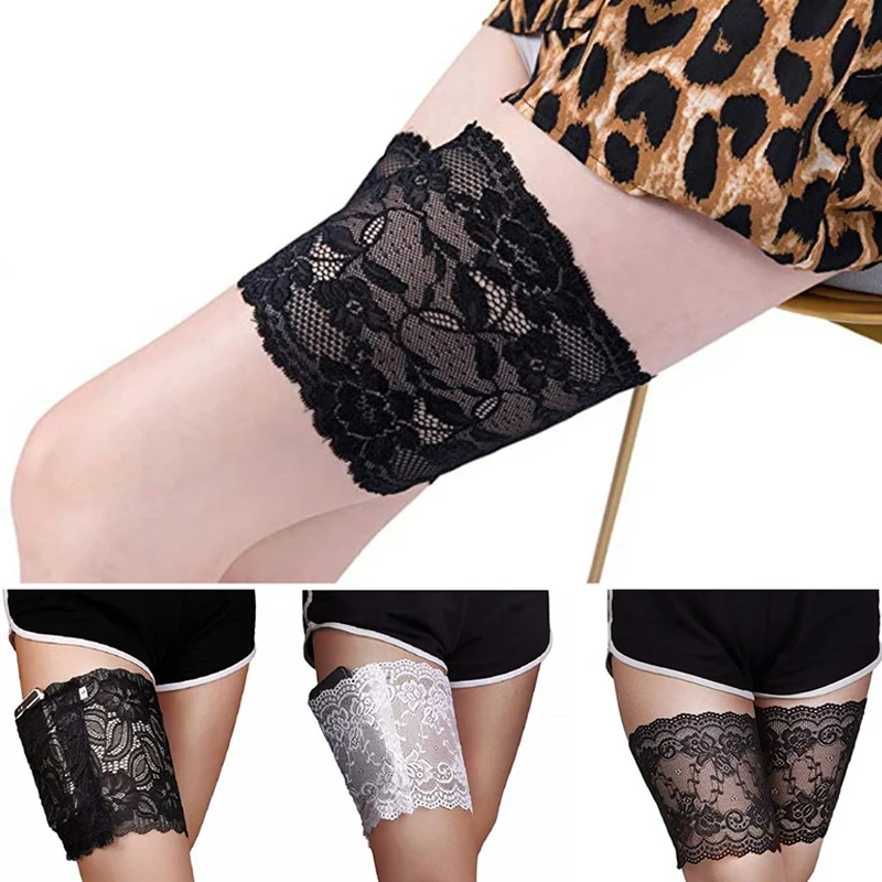 Ladies Non Slip Thigh Phone Card Bag Lace Leg Pocket Running Music Bag Anti-Friction Phone Bag Women Leg Storage Dropshipping