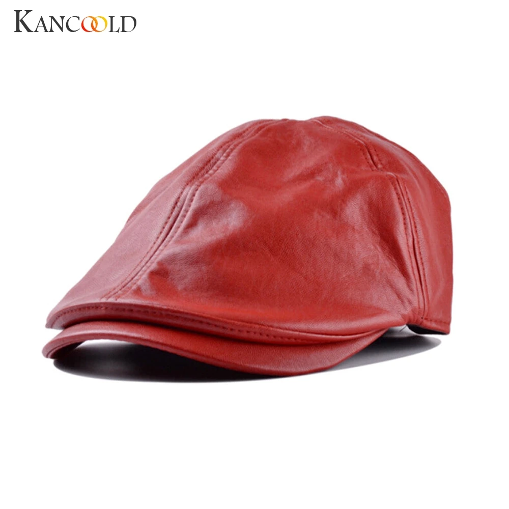 Мужская и женская шапка KANCOOLD винтажный кожаный берет высокого качества Кепка с