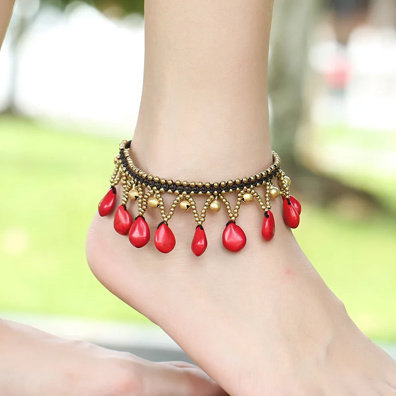 

New Fashion Bohemian Beach Water Drop Sexy Charm Ankle Chain Dangle Bell Beach Sandals Ankle Bracelets For Women