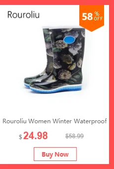 Rouroliu/женские нескользящие резиновые сапоги из ПВХ, непромокаемая обувь, женские резиновые сапоги до середины икры, резиновые сапоги без шнуровки, RB72