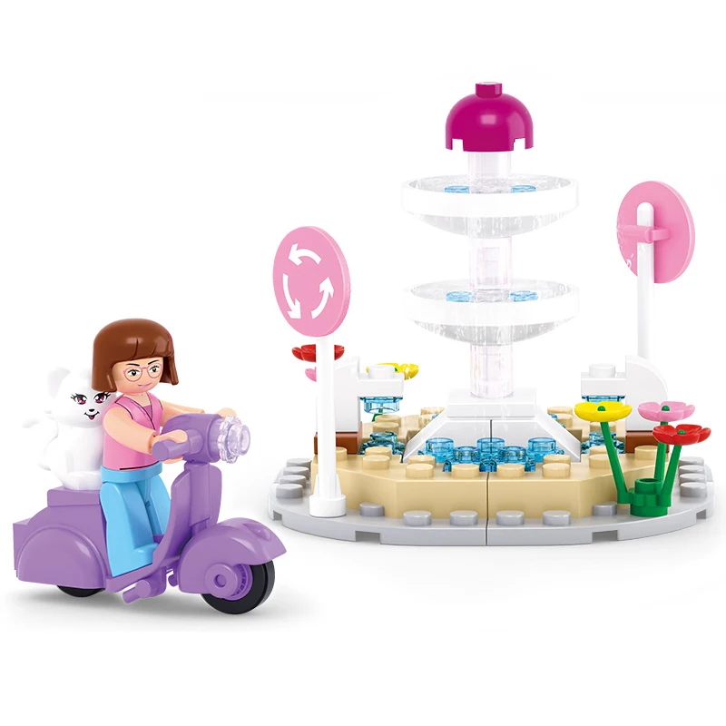 S Model Compatible with Lego B0519 79pcs Girl Fountain Models Building Kits Blocks Toys Hobby Hobbies For Boys Girls