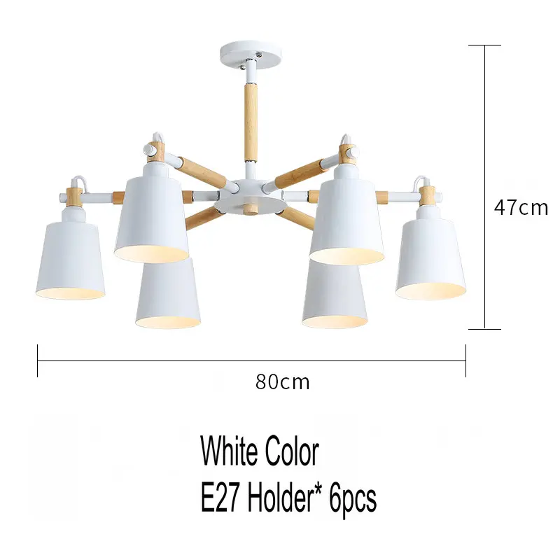 Artpad Nordic люстра лампа 3/6/8 светильник s металлический оттенок деревянный подвесной светильник для Спальня Гостиная Обеденная светильник ing светильники - Цвет абажура: White-6 lights