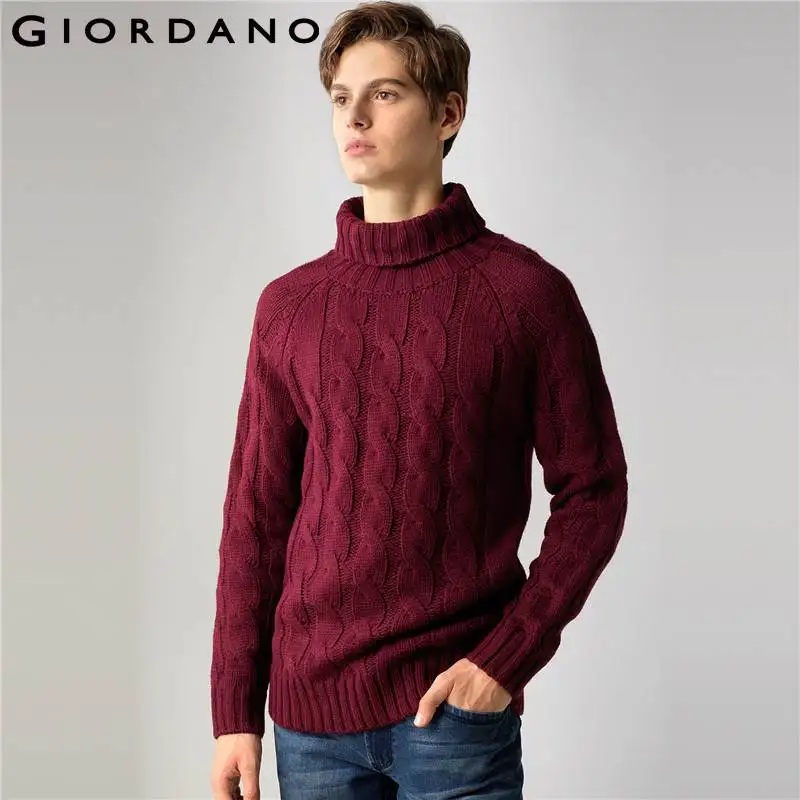Giordano Men Sweater Long Sleeve Turtleneck Pullover Sweater 2017 New