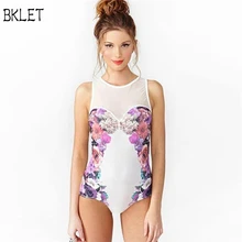 Новое поступление Цветок Листья печати один кусок костюм купальники для женщин Пляжная одежда сексуальная свежая сетка сшивание сиамский купальник