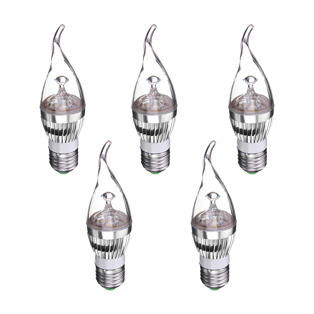 

B22 3W Warm White LED Candelabra Chandelier Candle Light Bulb Base type ; Wattage:B22 Silver 3W Light Pack of:5 Pcs
