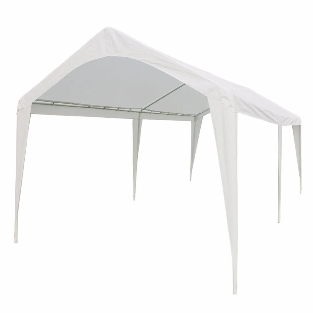 Abba Patio 10 x 20 Feet Outdoor Carport Canopy with 6 Steel Legs White