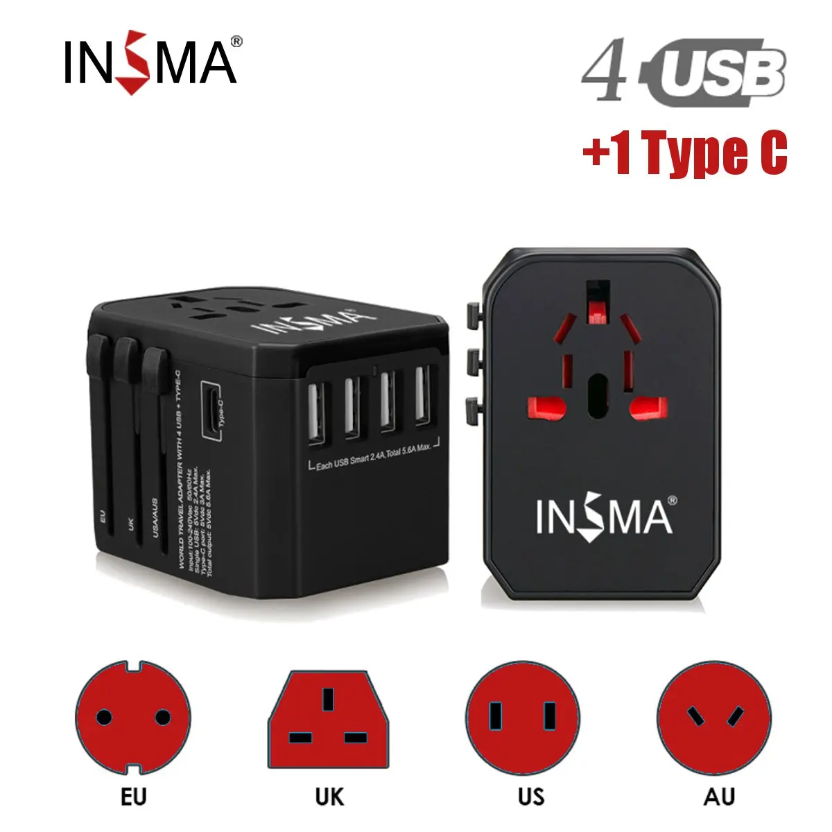 Travel AC Power Wall Charger Adapter Plug Converter Universal USB Ports 2.4A