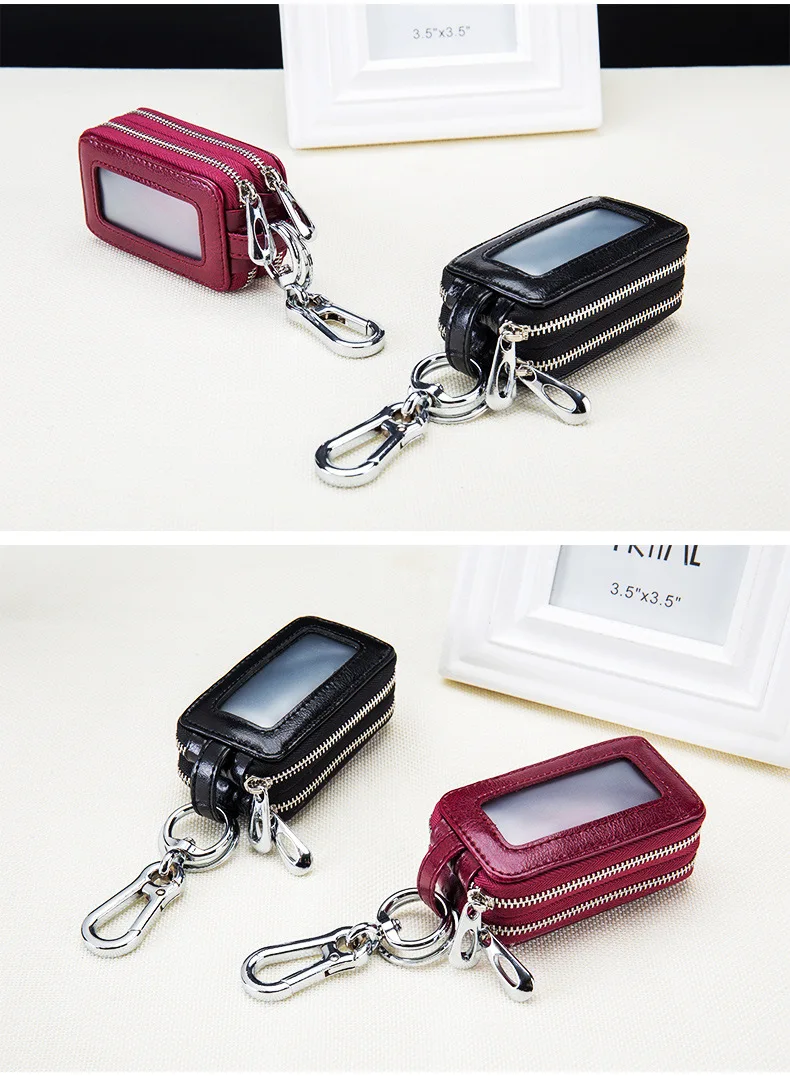 Модный твердый держатель для ключей из натуральной кожи двухслойный автомобильный чехол для ключей органайзер бумажник ключница сумка для женщин