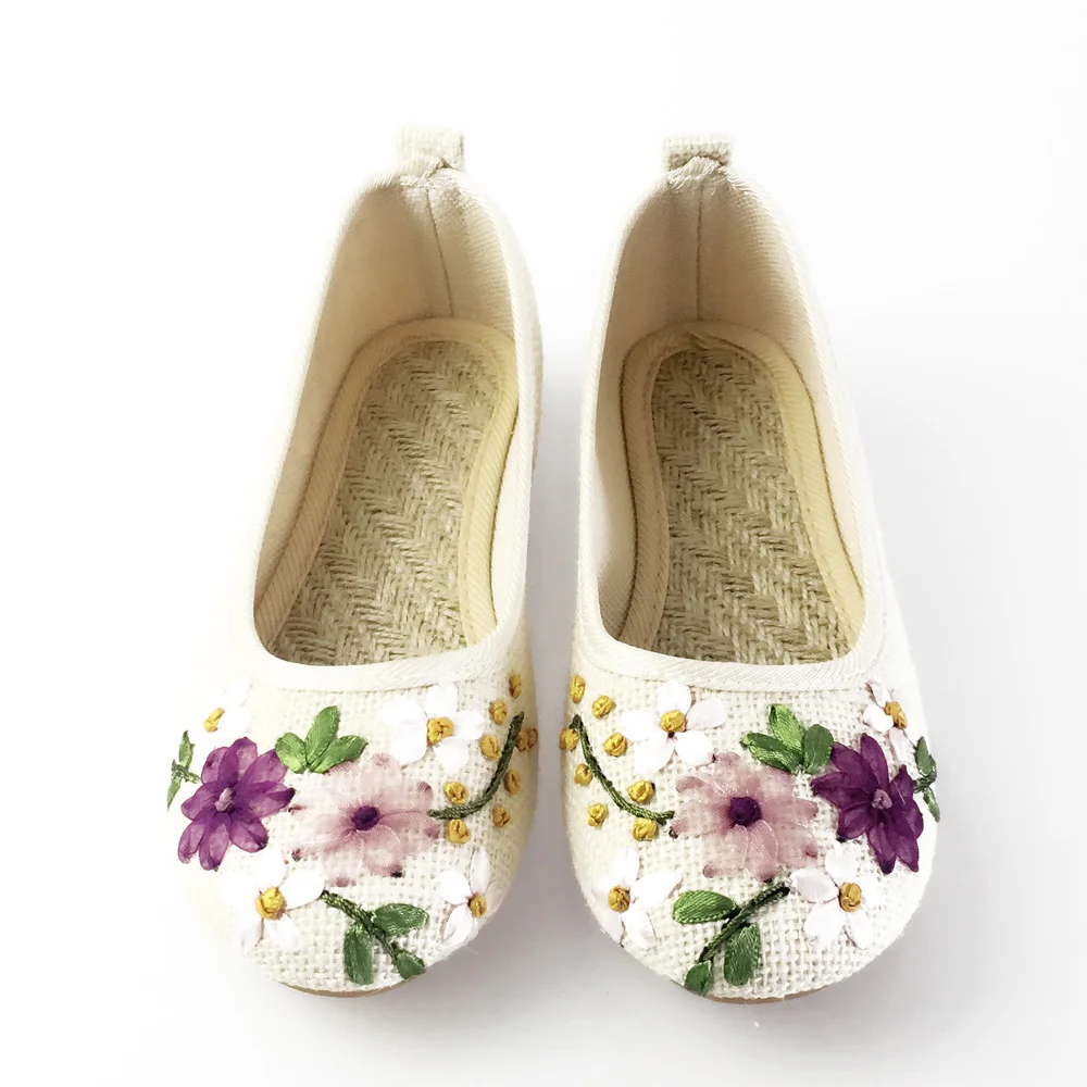 Vintage Embroidered Women Flats Flower Slip On Cotton Fabric Linen Comfortable Old Peking Ballerina Flat Shoes Sapato Feminino 3