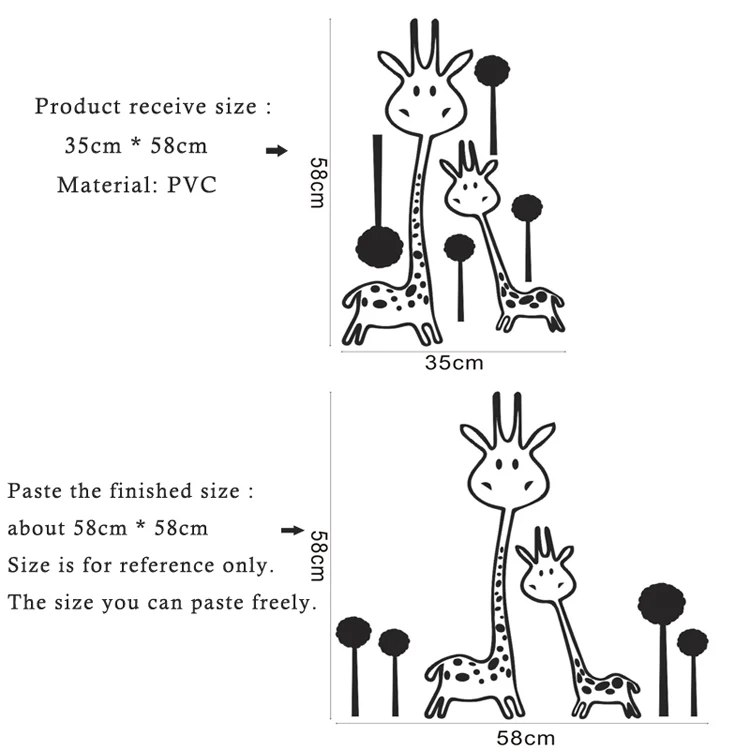 Жираф мать и ребенок настенные наклейки детские комнаты гостиная для украшения дома настенные наклейки Мультяшные наклейки с животными обои