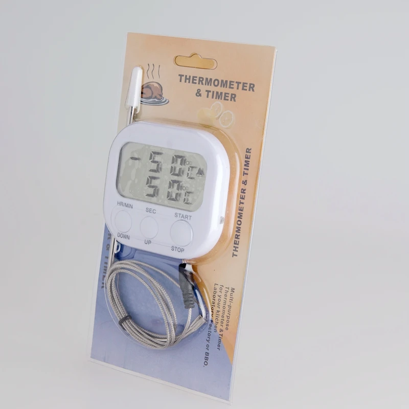 

LCD Kitchen Food Thermometer -50~300 Degree Digital Cooking Kitchen BBQ Meat Temperature Meter Alarm Timing Timer With Stand
