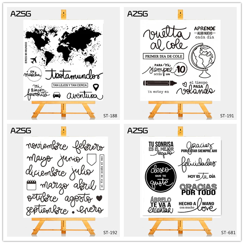 

AZSG World Map Multinational Language Clear Stamps/Seal For DIY Scrapbooking/Card Making/Album Decorative Silicone Stamp Crafts