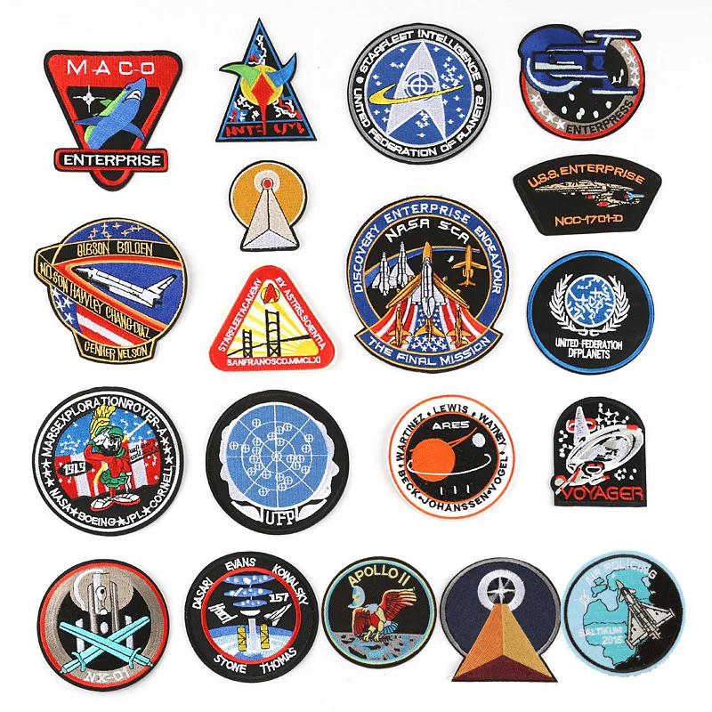 

Fabric Patch Space Badge Handicraft DIY Iron on Clothes Thermal labels Badges Planet Embroidered Patches for Clothes