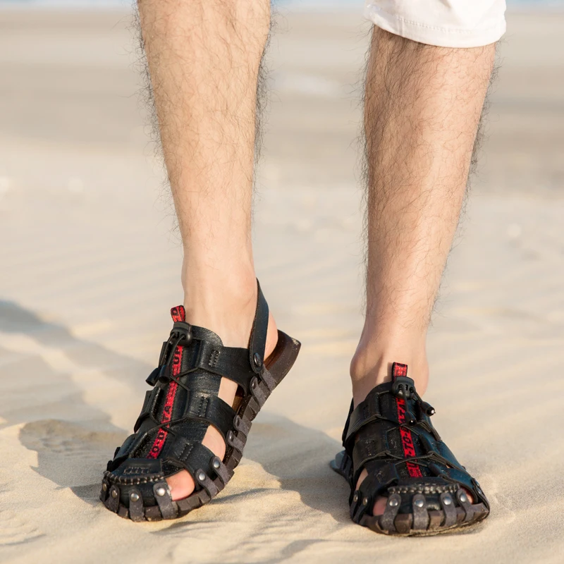 CYYTL/мужские летние пляжные сандалии; кожаные дышащие шлепанцы; Мужская классическая обувь в римском стиле; коллекция года; модные уличные резиновые Вьетнамки; Sandalias