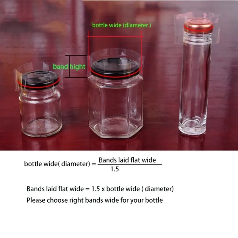 400 шт/размер термоусадочные ПВХ ленты для стеклянной бутылки рот уплотнение крышки Усадочные пластиковые верхние уплотнительные ленты уложенные плоская ширина х полоса высота
