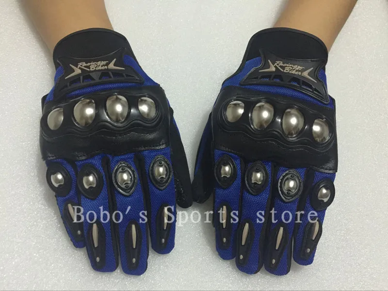Новые перчатки для мотокросса из нержавеющей стали, мотоциклетные перчатки черного цвета, гоночные защитные перчатки, мотоциклетные перчатки, мотоциклетные перчатки Luvas - Цвет: Blue