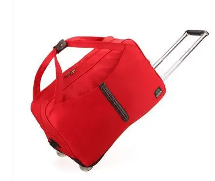 Brand Cabin Luggage Bag Rolling Suitcase Trolley Travel Bag On Wheels For Women Men Travel Duffle Oxford Wheeled Travel Bag - Color: red 20 inch