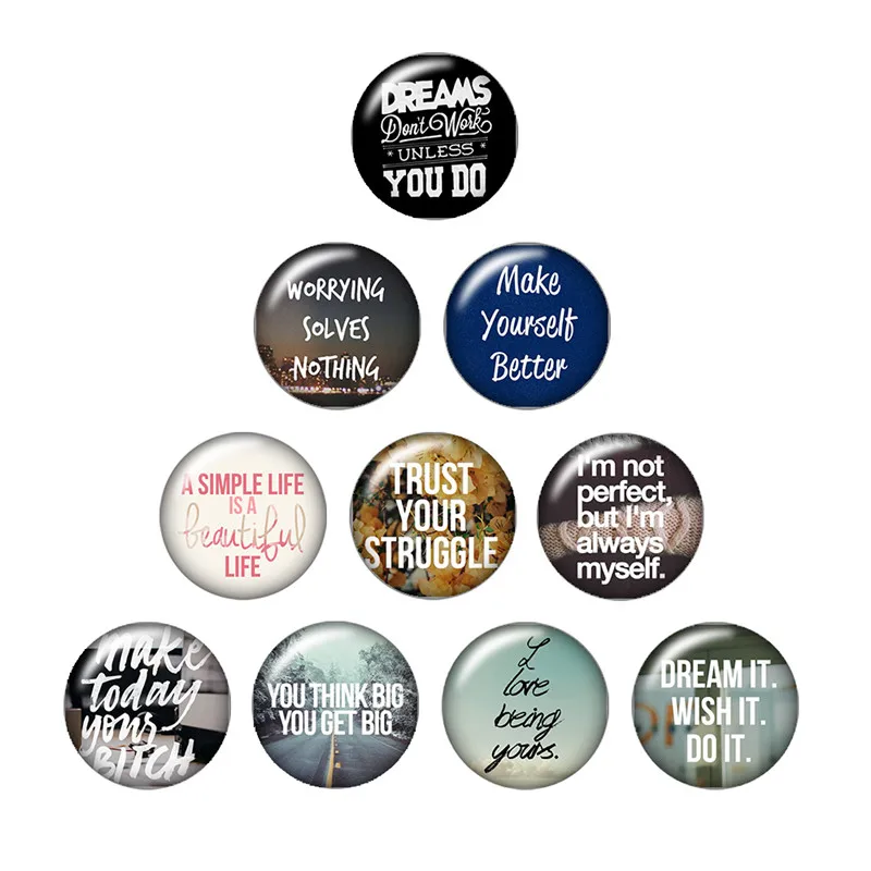 

words and expressions sayings 18mm snap buttons 10pcs mixed round photo glass cabochon style for snap button jewelry