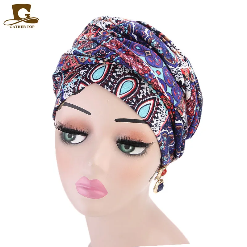 New women Luxury bohemian style Turban nigerian turban Hijab Extra Long