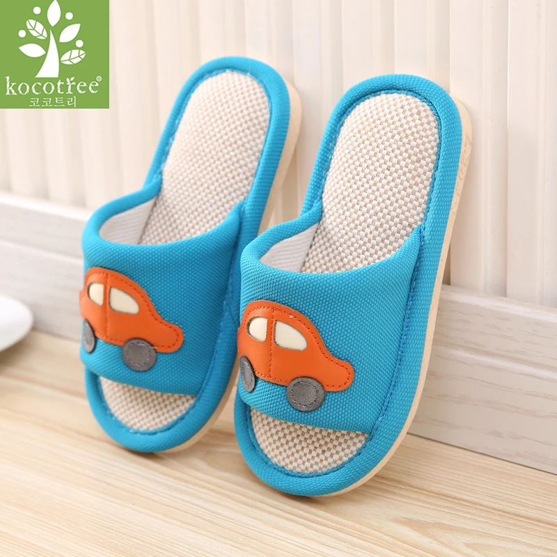 

Kocotree Brand Cartoon Car Kids Slippers Children Home Shoes Baby Shoes For Boys Girls Indoor Bedroom Spring Flax Slipper