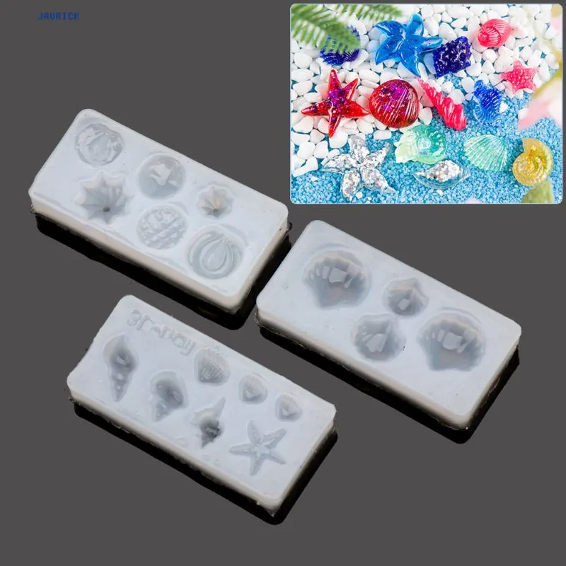 

JAVRICK 3Pcs DIY Conch Shell Starfish Shape Silicone Mold For Nail Art Template Jewelry Make New