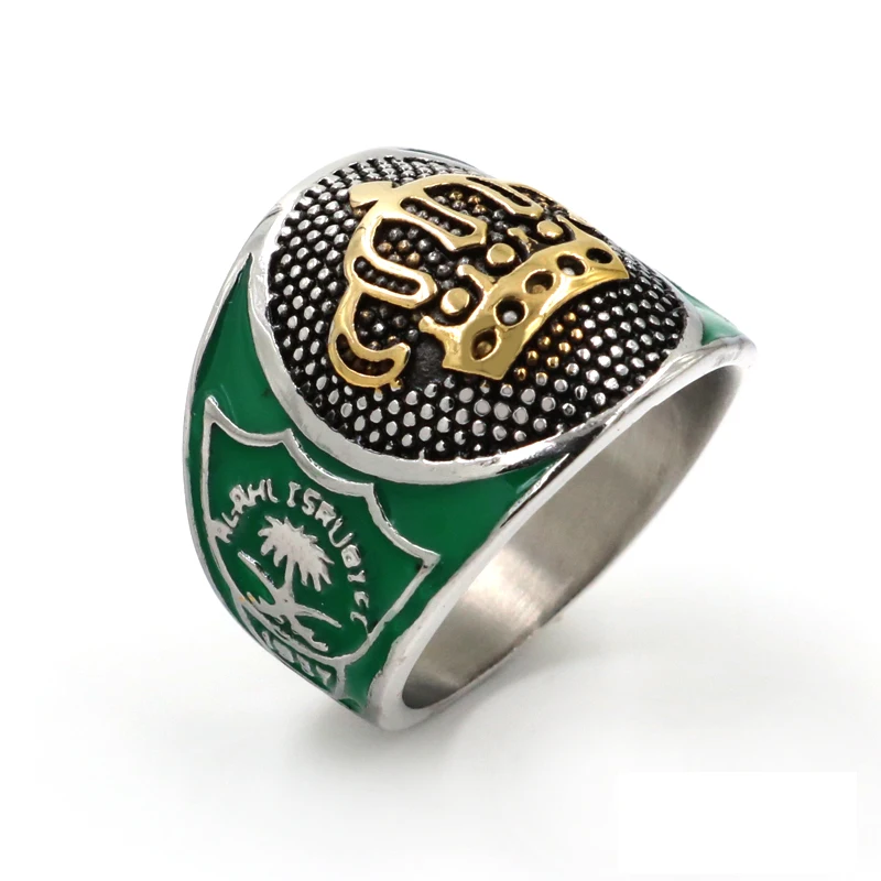 

Her King Crown Mens Rings Vintage Green Knight Ring for Men Women Quality Stainless Steel Finger Rings Male Fashion Jewelry