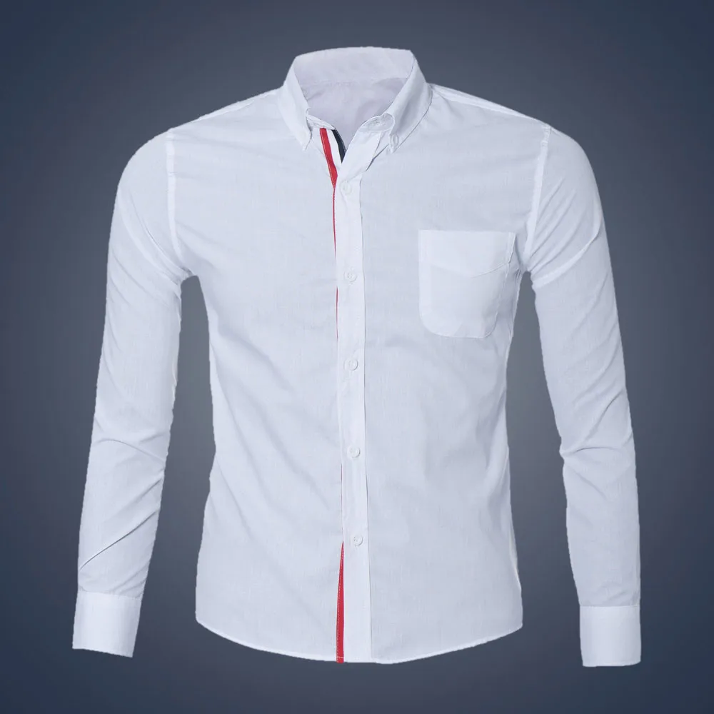 Feitong/Для мужчин s Повседневное Кнопка рубашка в клетку Chemise Homme Slim Fit с длинным
