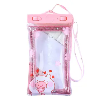 

Hot Waterproof Swimming Beach Cartoon Quicksand Air Bag Phone Holder with Lanyard