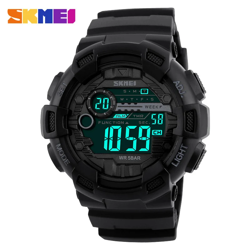 

SKMEI Men Sports Digital Watch 50M Waterproof Back Light LED Digital Watches Chronograph Shock Double Time Wristwatches 1243